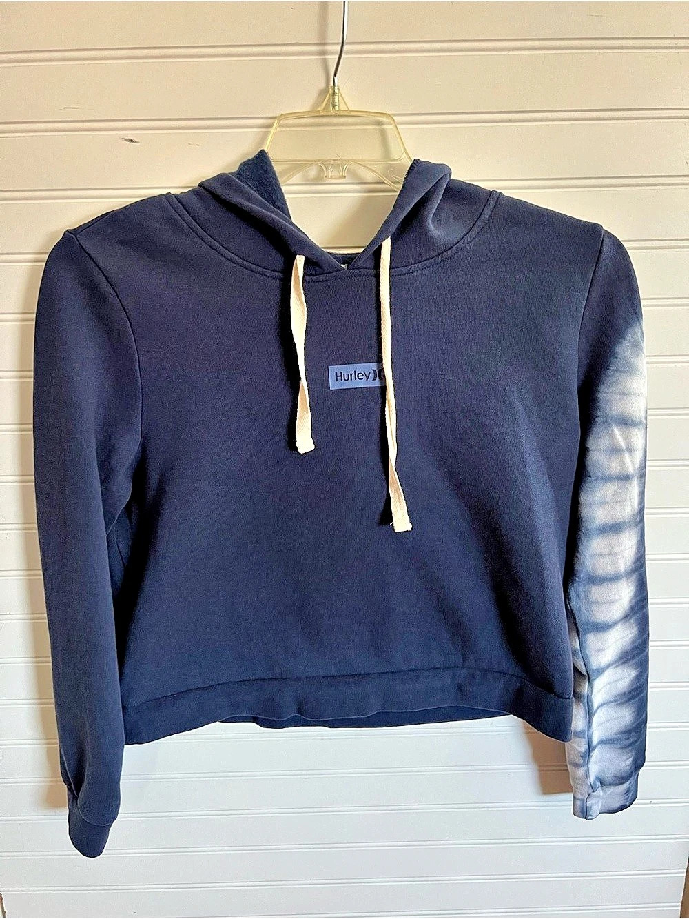 3 for $25 Hurley Cropped Color Block Hoodie Blue & White Medium